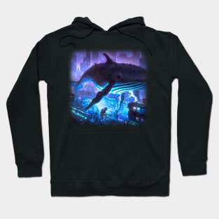 Whale floating in the city Hoodie